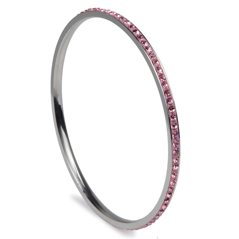 Chanfar 1 Reihe Klassische Edelstahl Armreif Frauen Elegante Runde Liebe Armreif Schmuck: 1light pink