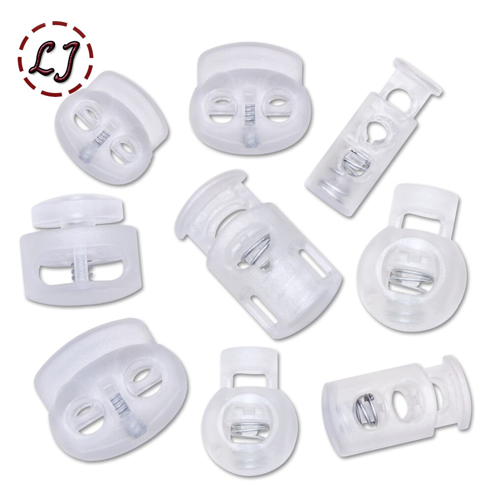 10pcs Cord Lock Plastic Stopper Cord Ends Toggles Clip Buckle Button Clear Frost Shoelace Sportswear DIY Bag Accessories