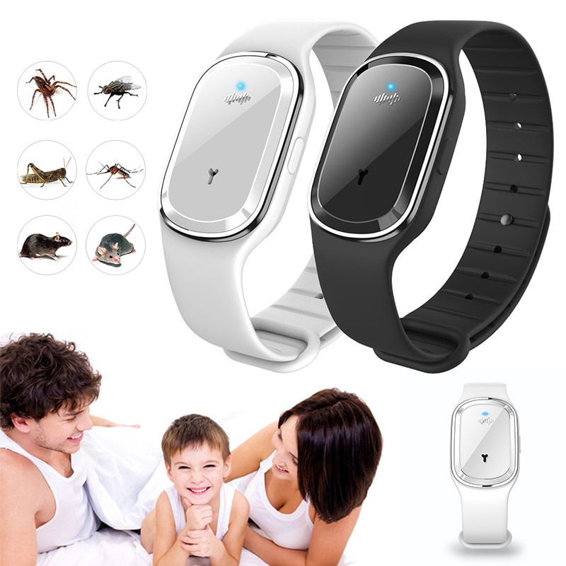 Ultra-sônico repelente de mosquito natural pulseira à prova dwaterproof água pragas insetos ao ar livre crianças anti mosquito inseto pulseira de pulso