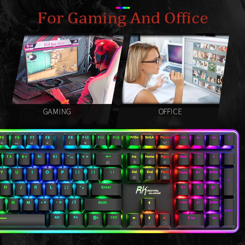 Teclado mecánico RK918 ROYAL KLUDGE para videojuegos, con cable USB, 108 teclas con retroiluminación RGB, interruptor marrón para PC, ordenador