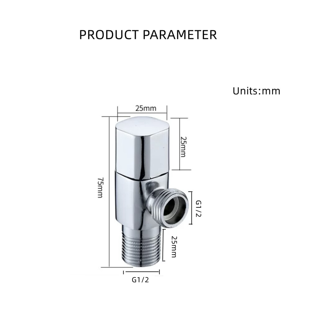 LIUYUE Bathroom Water Valve Chrome Brass Angle Valve Converter Standard G1/2 Toilet Angle Valve Shower Head Connector Hardware