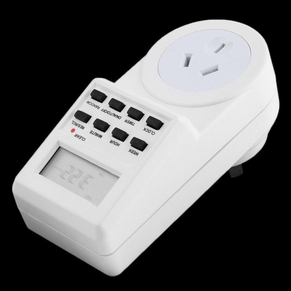 7 giorno Elettronico Digitale LCD Plug-in 12/24 Ore Timer Interruttore Presa di corrente AU Spina