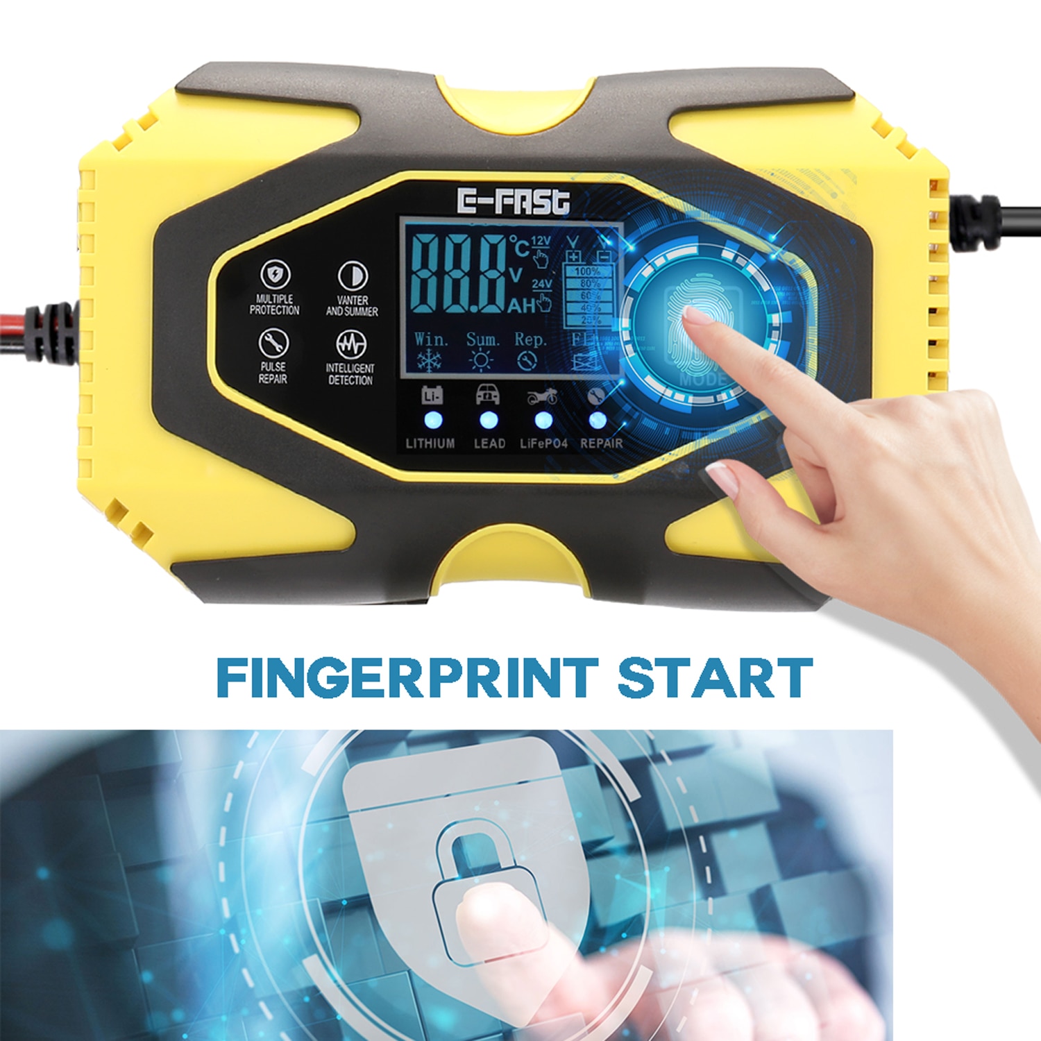 12V6A-24V3A Automatic Pulse Repairing Battery Charge Device for Lithium Leadacid LiFePO4 Batteries Digital LCD Display