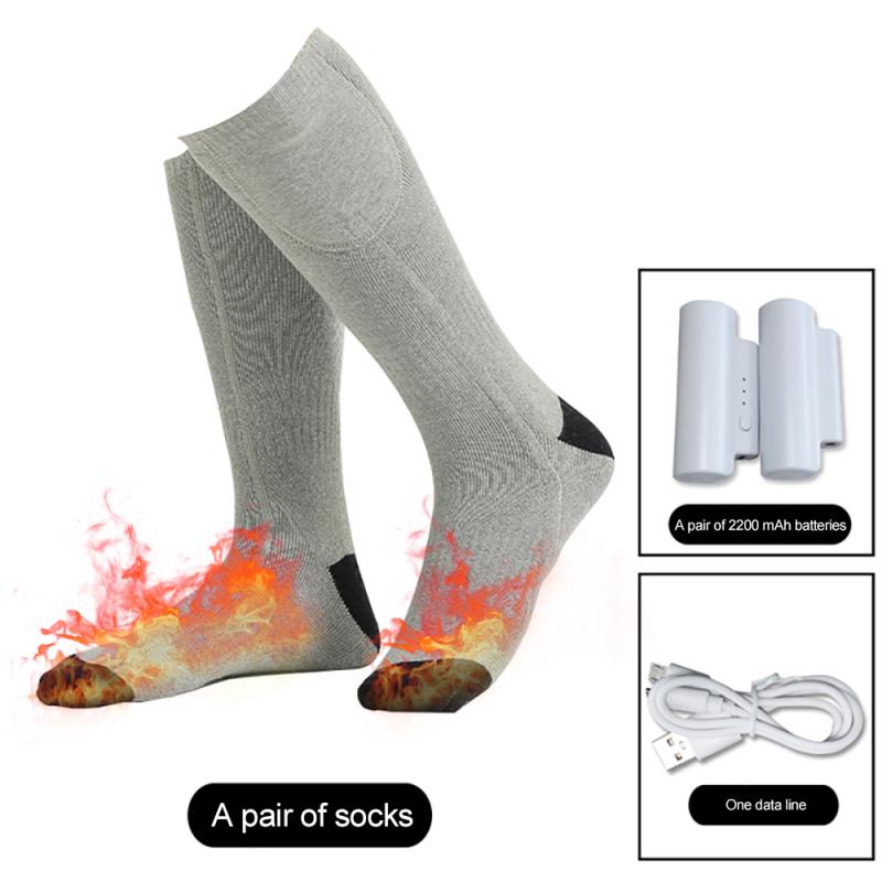 Opgradere varmere sokker elektriske opvarmede sokker med genopladeligt batteri sport opvarmede sokker til kvinder mænd vinter udendørs skiløb: C 2200ma batterier