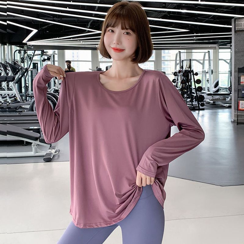 Atmungsaktives yoga-shirt für damen, langärmelig, schöner rückenausschnitt, fitness-lauf-sporttop, herbst/winter, schnelltrocknendes t-shirt