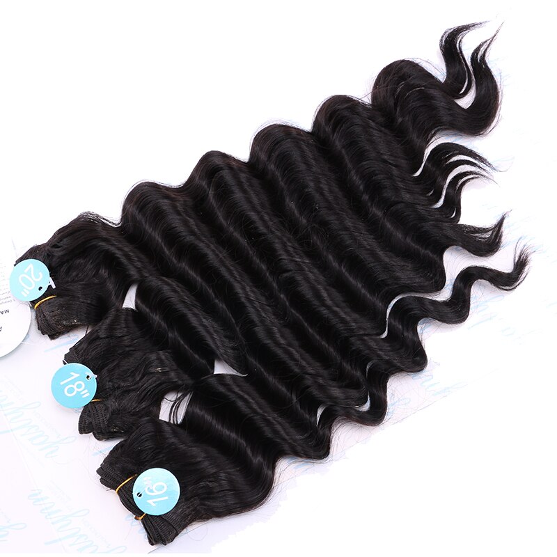 Deep Curly Hair Wave Synthetic Hair Heat Resistant loose Deep Wave Hair Bundles Extensions Natural Black Weaving