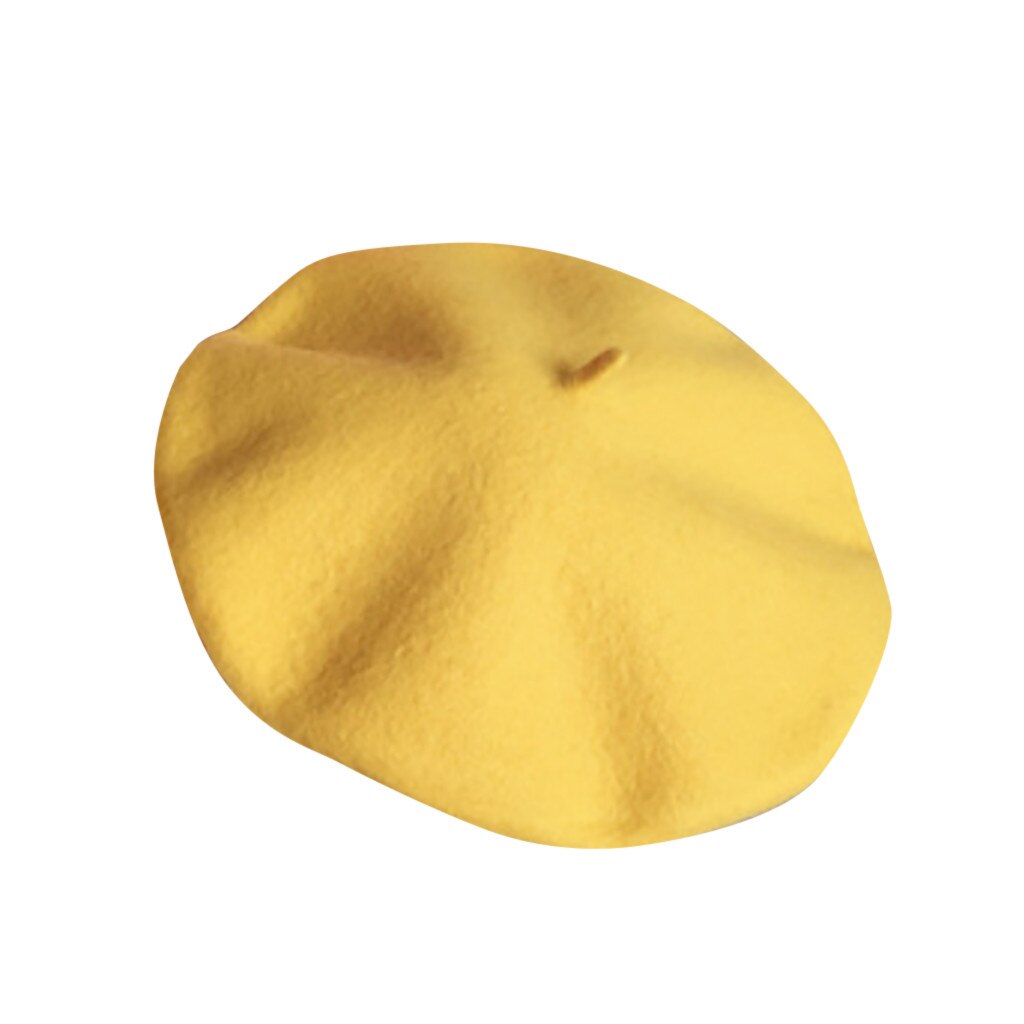 Kinderen Meisjes Stretch Baret Hoed Retro wol Pure Kleur Hoofd Sjaal Wrap Hat Cap winter hoed baby gebreide muts born fotografie: Yellow 