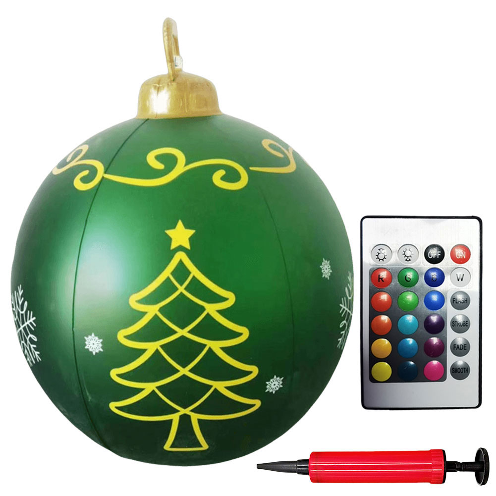 Outdoor Christmas Inflatable Decorate Ball 60cm PVC Giant Inflatable Model Ball with Lights Xmas Tree Festive Decoration Balloon: Red