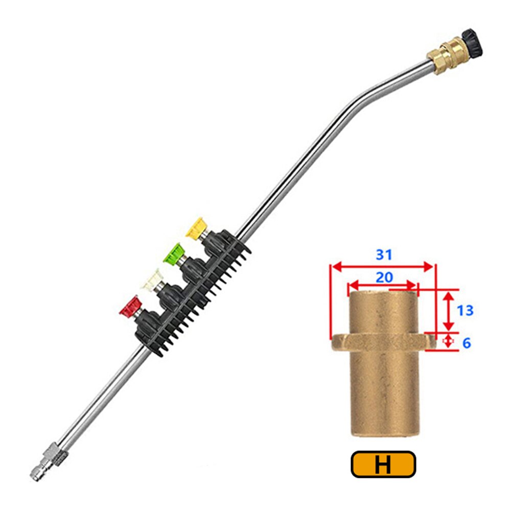 Pressure Washer Wand Extension 30 Degree Curved Angled Undercarriage and Gutter Cleaner Attachment 1/4 Inch Quick Connect 22Inch: H
