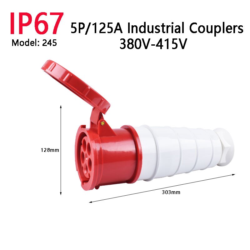 IP67 63A/125A Industrial Plug Socket 3P/4P/5P Waterproof Electrical Connector Power Connection Industrial Plug 220V 380V 415V