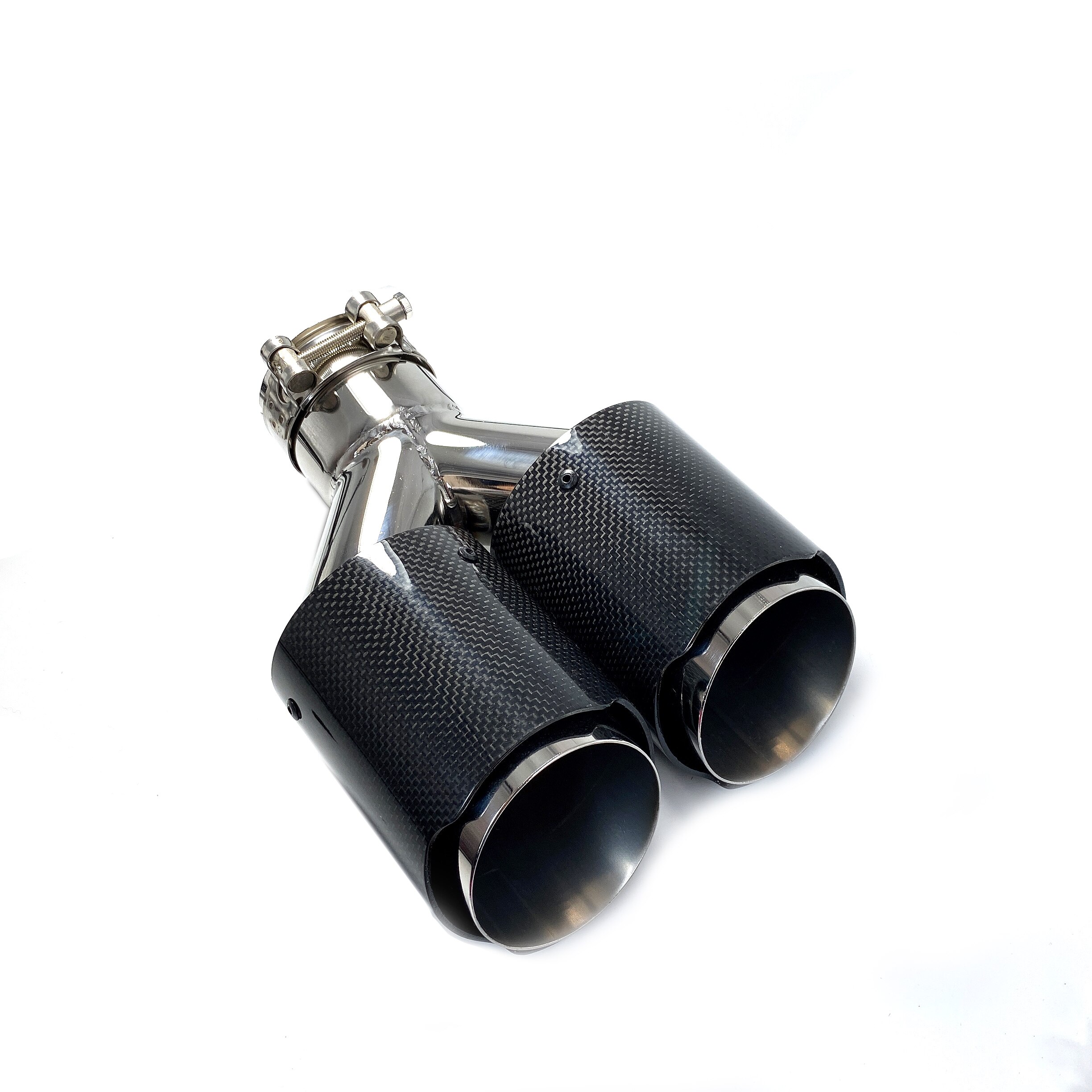 1PCS Universal DUAL Exhaust Tip Glossy carbon fiber exhaust pipe tail quad exhaust muffler tip