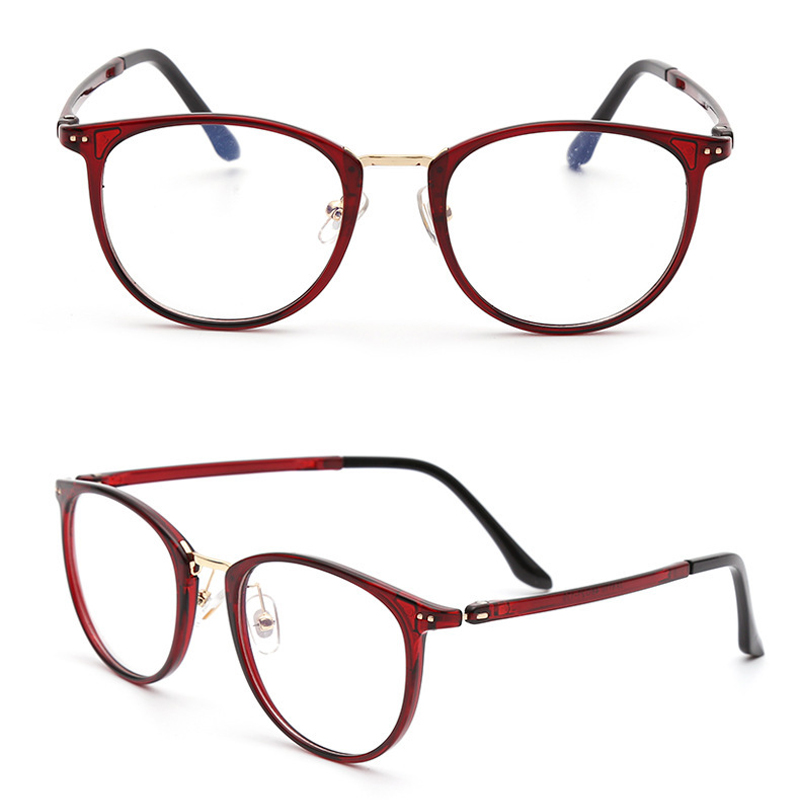 Anti-blue light blocking eyeglasses computer protective glasses TR90 combined metal square UV400 slim simple TV watching eyewear