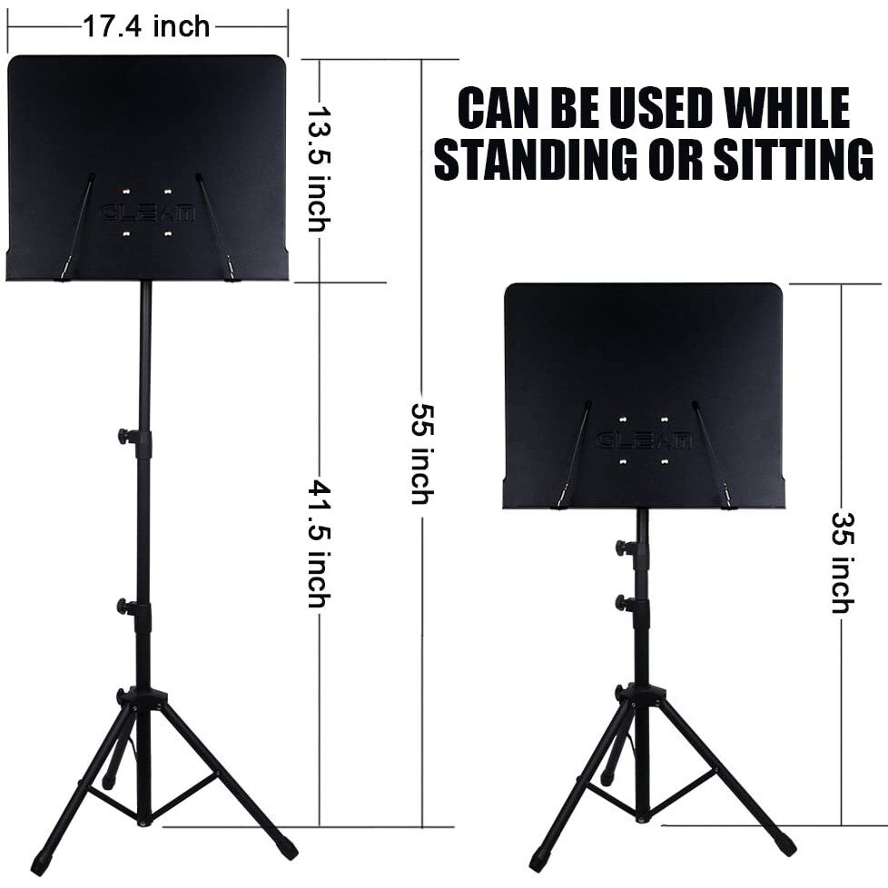 GLEAM Sheet Music Stand Metal with Carrying Bag