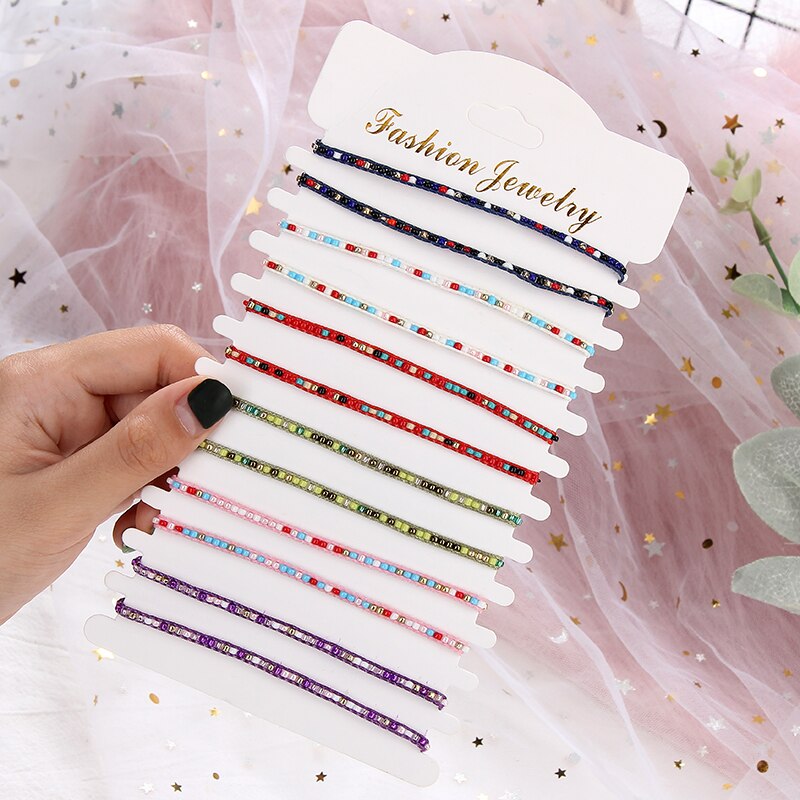 12 pièces/lot Boho graine perle breloques tressé Bracelet pour femmes enfant réglable corde chaîne Yoga cheville bijoux: B