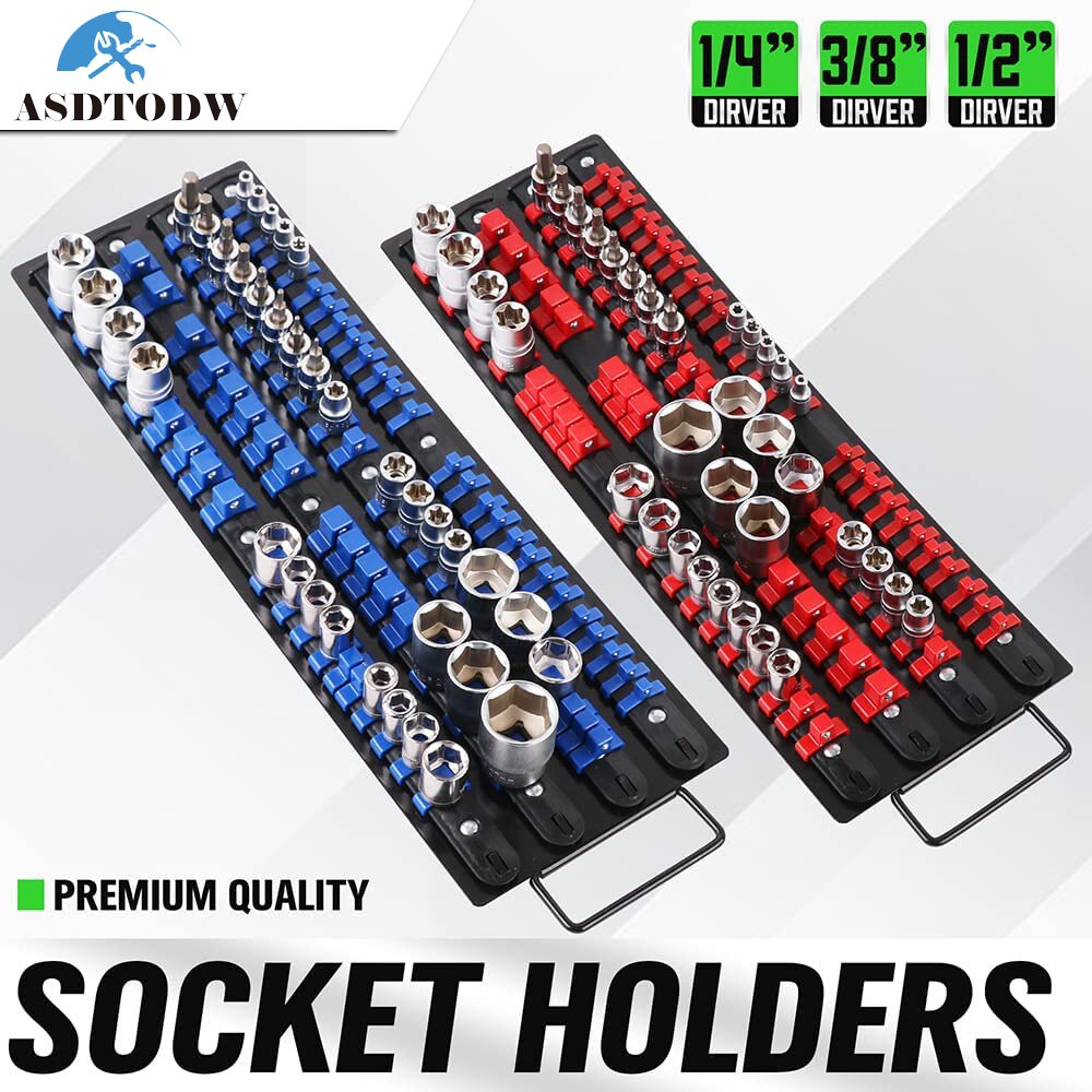 3/6PCS 1/4 3/8 1/2 Socket Wrench Holders Traight Plastic Universal Socket Organizer Rail Bracket Wall Holder Wrench Home Tools