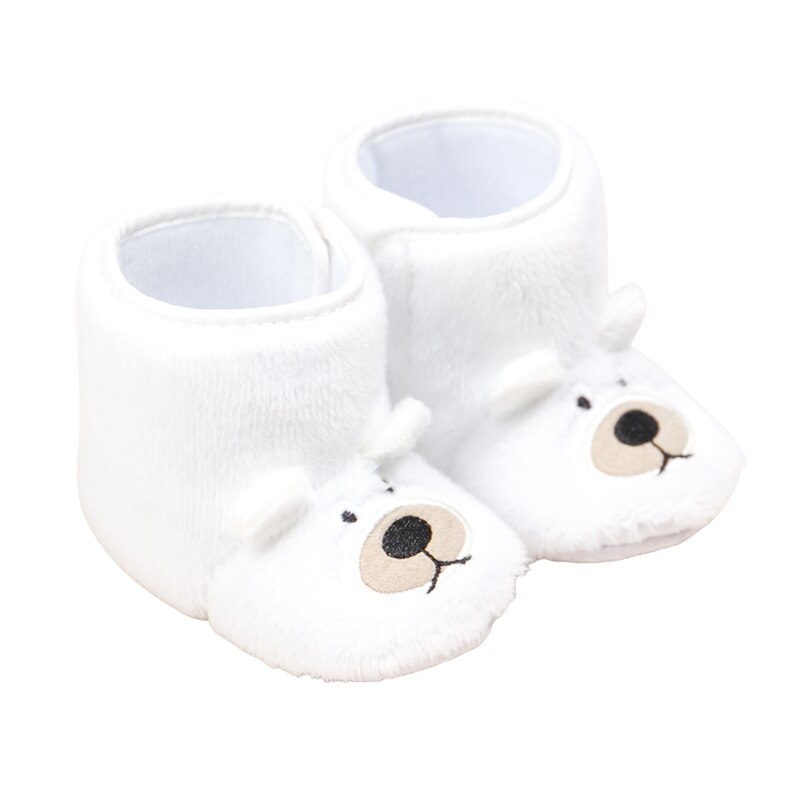 Zimowe maluch buty dziecięce moda dziewczynka chłopcy 3D kreskówka niedźwiedź uszy ciepłe buty stałe zamazany Liczba Piłki buciki buty dziecięce 0-18M: biały / 0-6 miesięcy