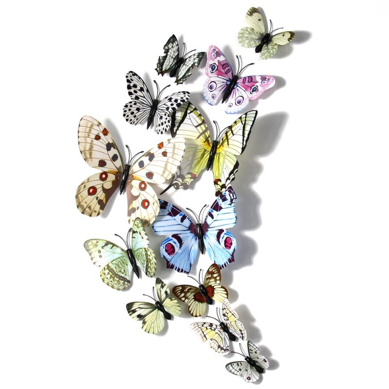 Butterflies Self-adhesive Stickers Wall Art Decals Home Decoration Room PVC Wall Stickers 3D Butterfly Wall Decor: G