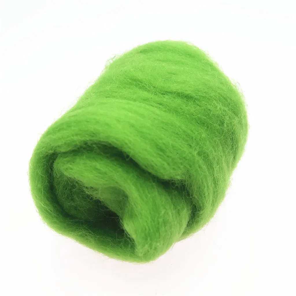 66S Green Color Series Wool Fibre for Needle Felting Wet Felting Wool Felting Handmade Spinning DIY Craft Materials: 20g / 98
