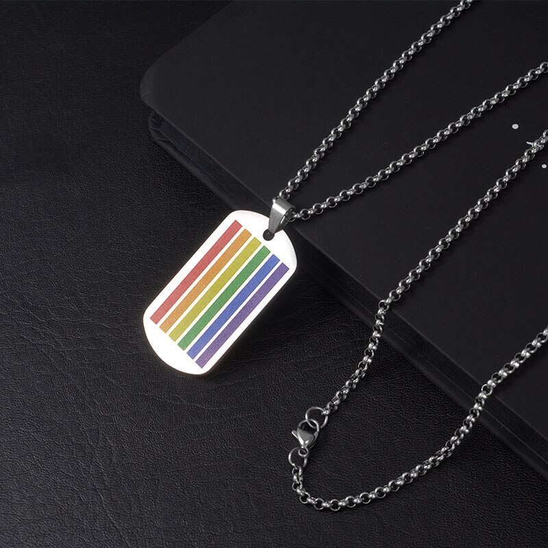 Regenboog Gay Pride Lgbt Rvs Driehoek Ketting Vrouwen Vriendschap Kettingen Mannen Hanger Sieraden: XLH014606