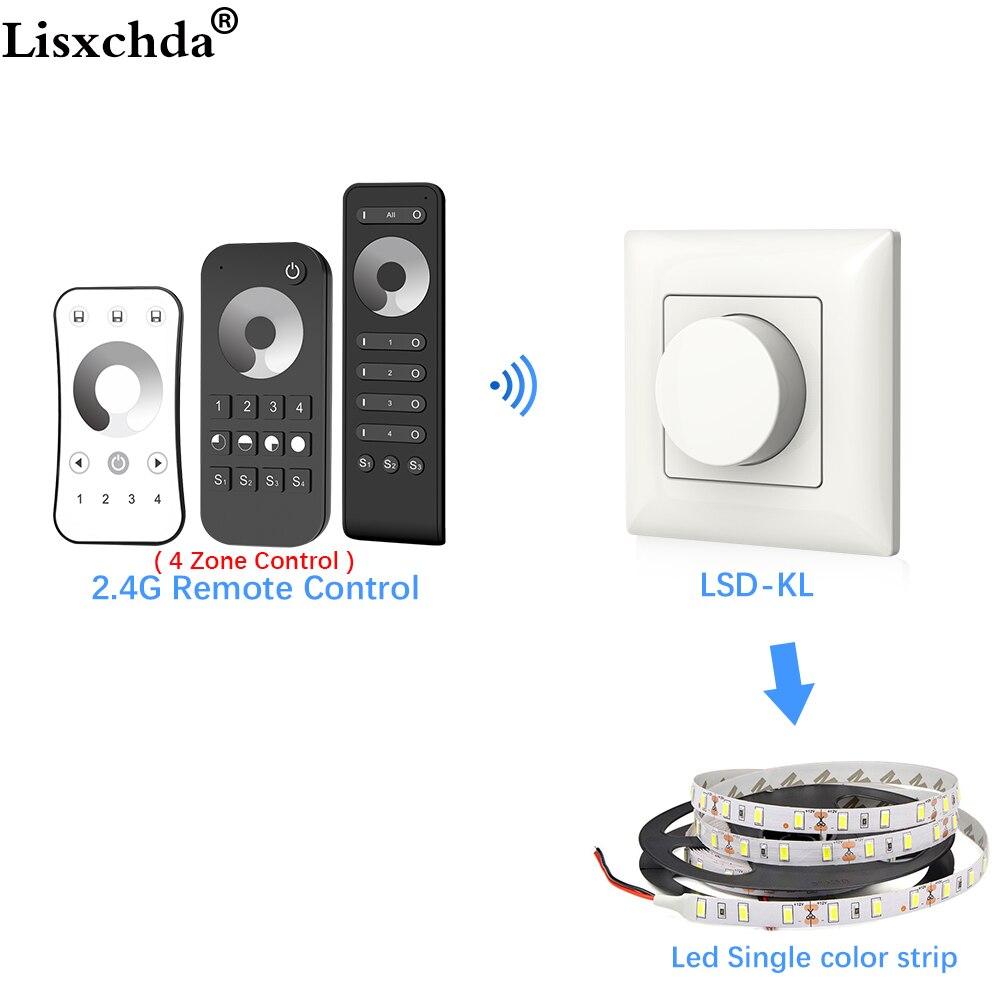 1CH Rotary Panel output 0-10V LED Dimmer 2.4G 4-zone RFremote control KL 0-10v dimmer input AC85-265V