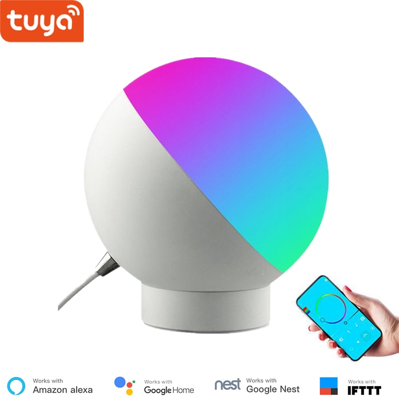 WiFi Remote Control Bedside Lamp,Desk Smart Light,Smartphone Control, Tuya Smart life APP Compatible With Alexa and Google Home