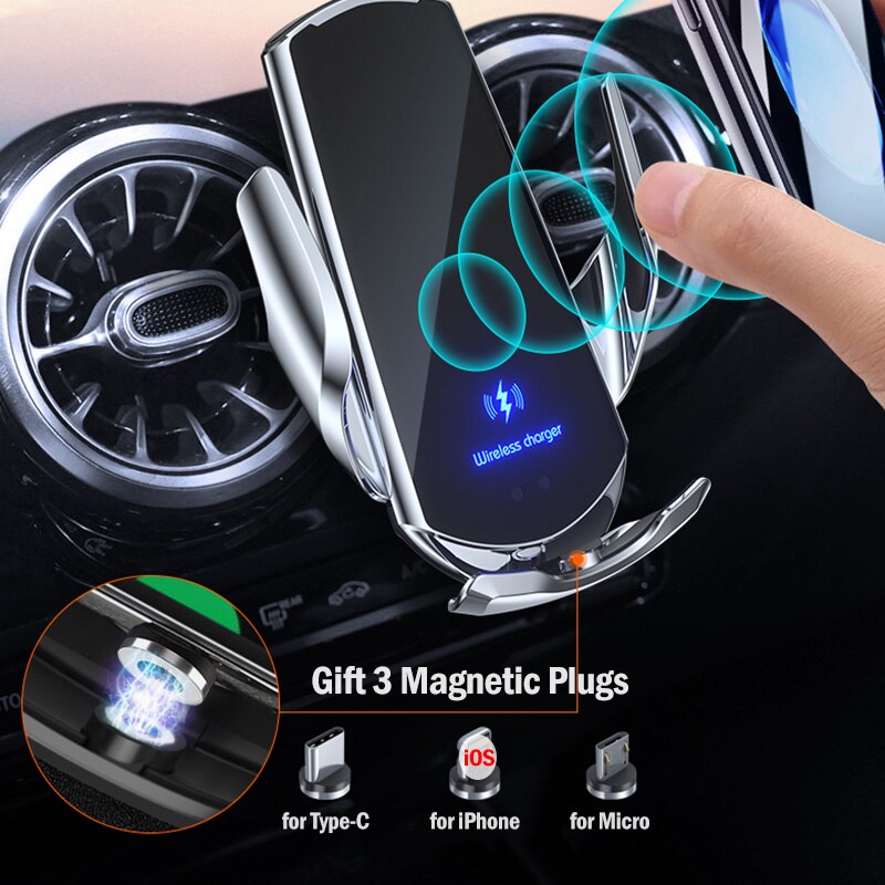 15W Car Wireless Charger for Samsung Galaxy A12 A22 A32 A42 A52 A72 A13 A33 A53 A73 5G Magnetic Charging Automatic Clamping