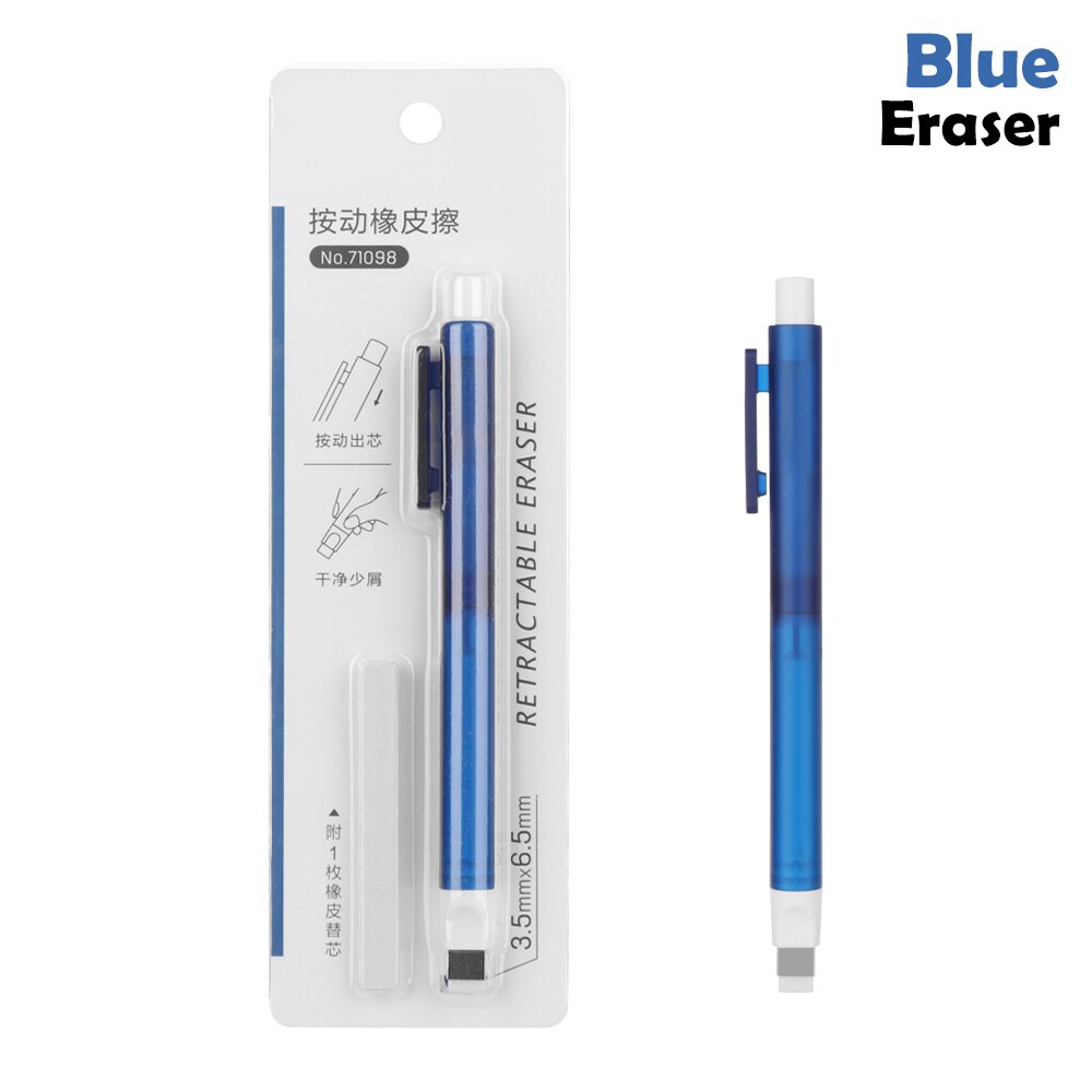 Pen-shaped Soft Drawing Eraser Push Erasers Set Automatic Telescopic Erasers Stationery Learning PVC Erasers Student: Black Eraser