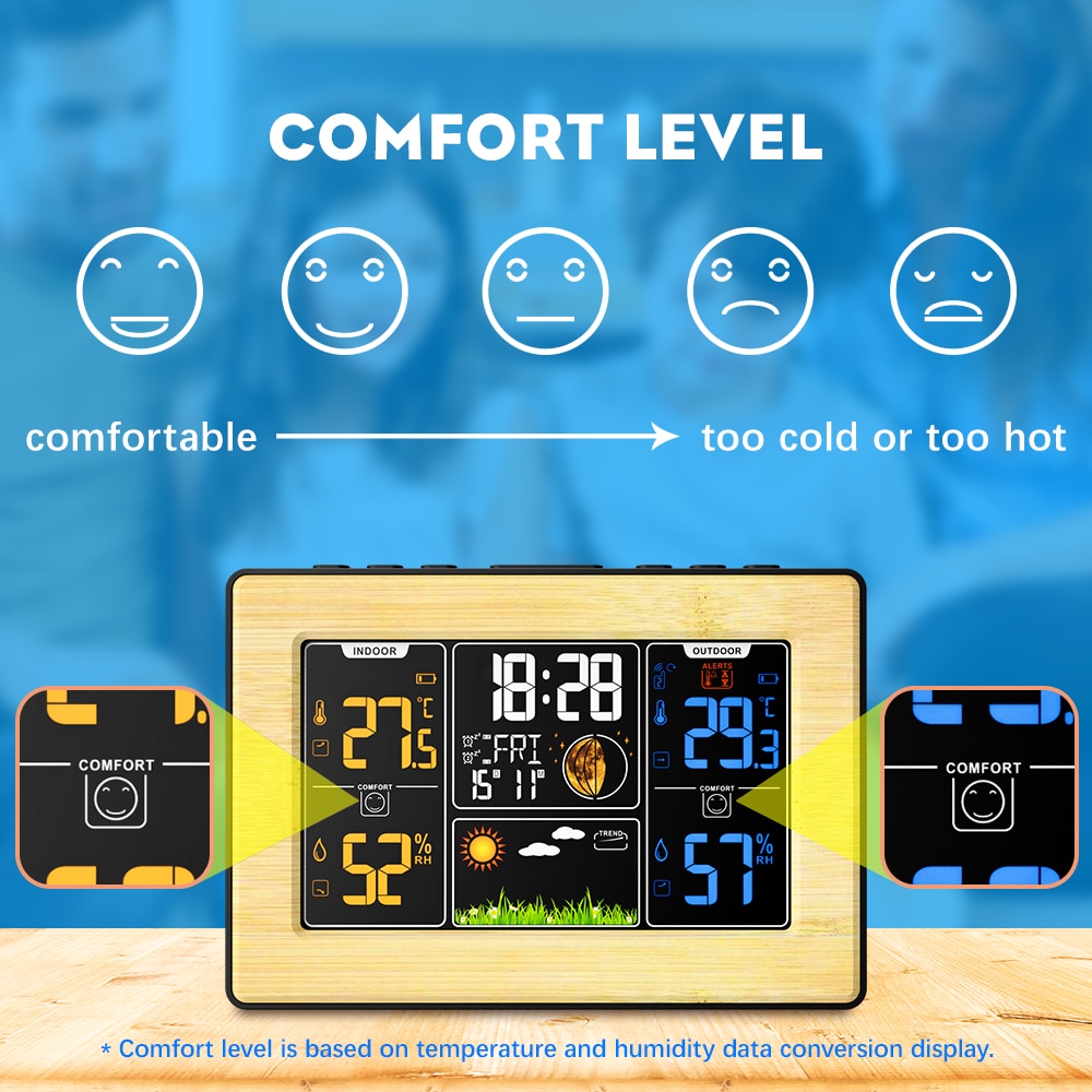 Weather Station with Outdoor Indoor Sensor, Digital Alarm Clock, Barometer, Temperature, Humidity Monitor, Weather Forecast