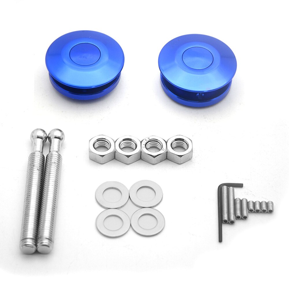 Universal Push Button Billet Hood Pins Lock Clip Kit Engine Bonnets Lock Aluminum Car Quick Latch: Blue