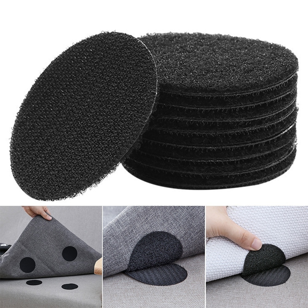 20 stk /10 par anti-curling tæppe tape tæpper gripper velcro fastgør tæppets sofa og lagner på plads og hold hjørnerne flade