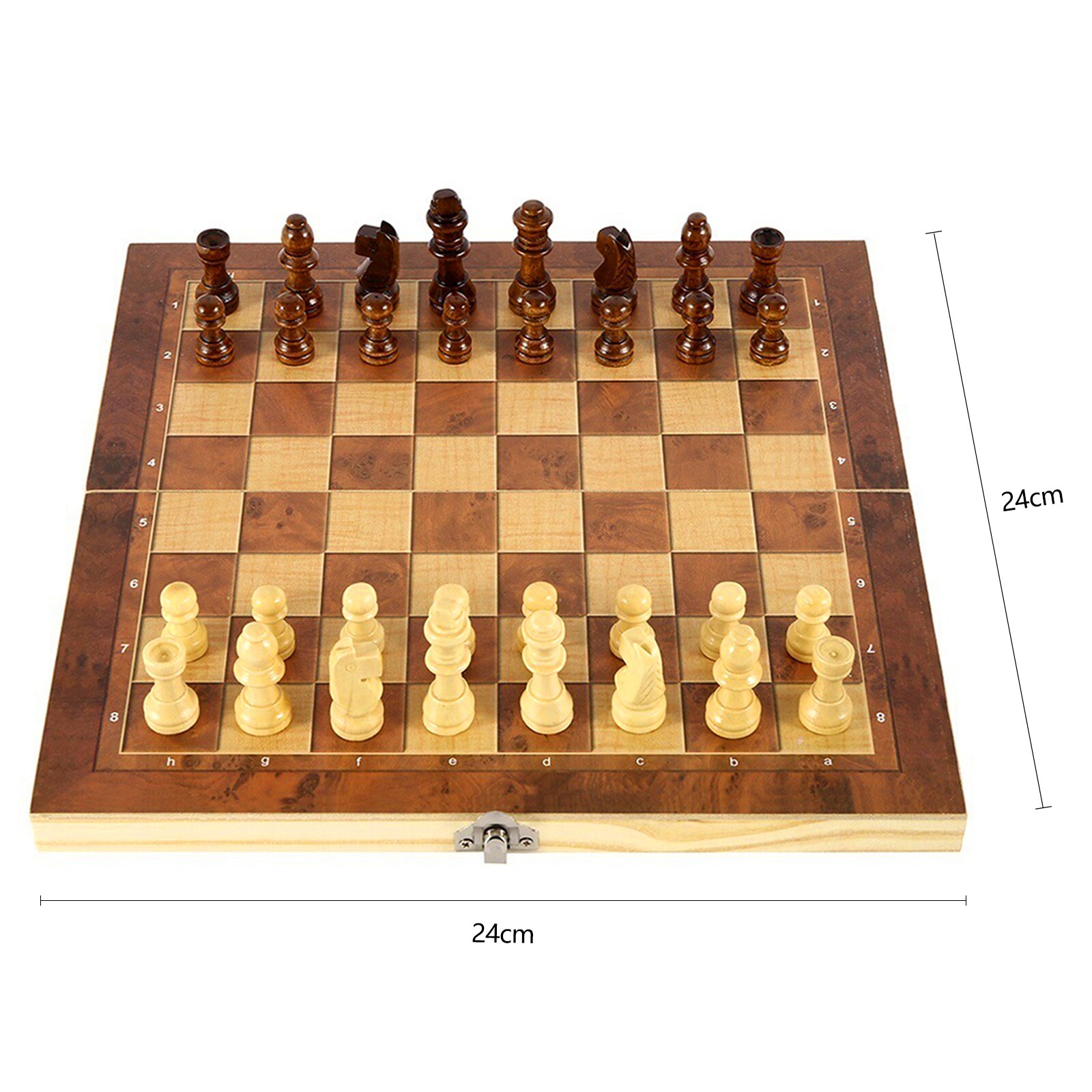 3 in 1 Chess Set Wooden Chess Game Backgammon Checkers Indoor Chess For Family Wooden Folding Chessboard Chess Pieces Chessman: 24X24CM