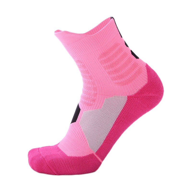 Men Women Sports Socks Breathable Running Fitness Basketball Cycling Compression Elastics Sport Sock for Adult: WZ071-Pink