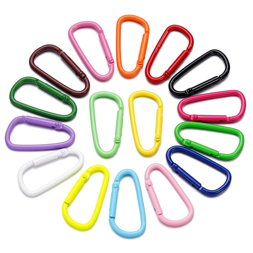 5 pçs/lote 46x23mm D Mosquetão Gancho Liga Colorida Chaveiro Snap Clip Ganchos Para Fazer Jóias Chaveiro Conector DIY Descobertas