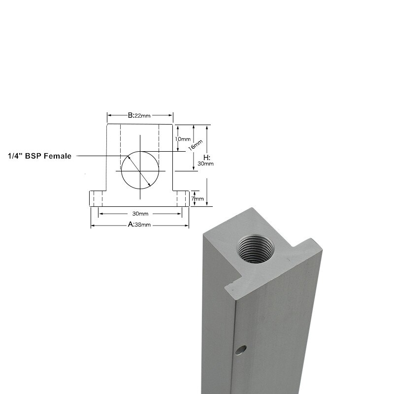 1/4" BSP Female Thread T Shaped Aluminium Pneumatic Manifold Splitter Block Quick Connector Distributor Air Compressor Fitting