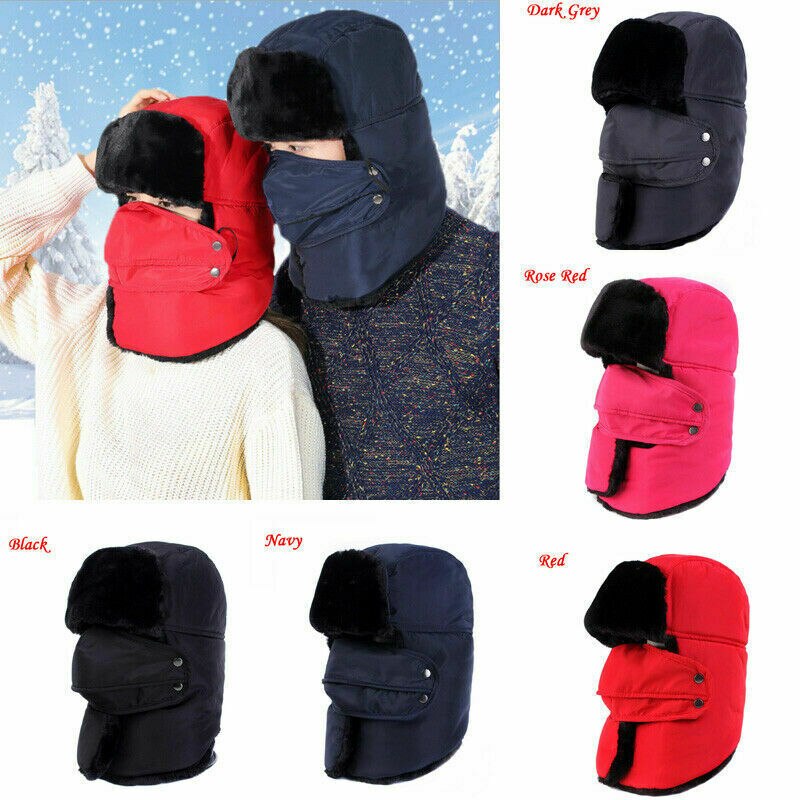Mænd kvinder vinter varm russisk hat trooper sne ski ushanka vandtæt varm hat afslappet solid blød unisex vindtæt bomber caps