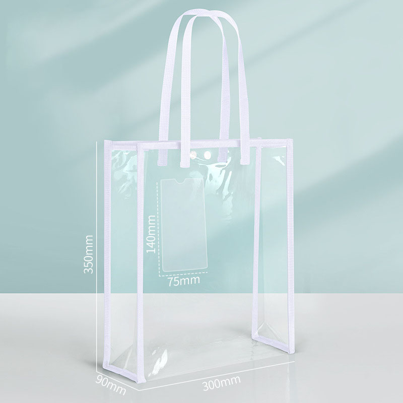 Carpeta de mano impermeable transparente portátil de gran capacidad, bolsillo para archivos autoadhesivo, suministros de oficina: Blanco
