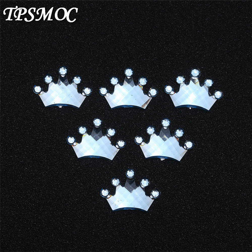 Babero de osito de peluche de estilo Pram, aplicación de diamantes de imitación acrílicos, decoración de , recuerdo de Baby Shower, dispersión de mesa, 100 Uds.: Crown 1