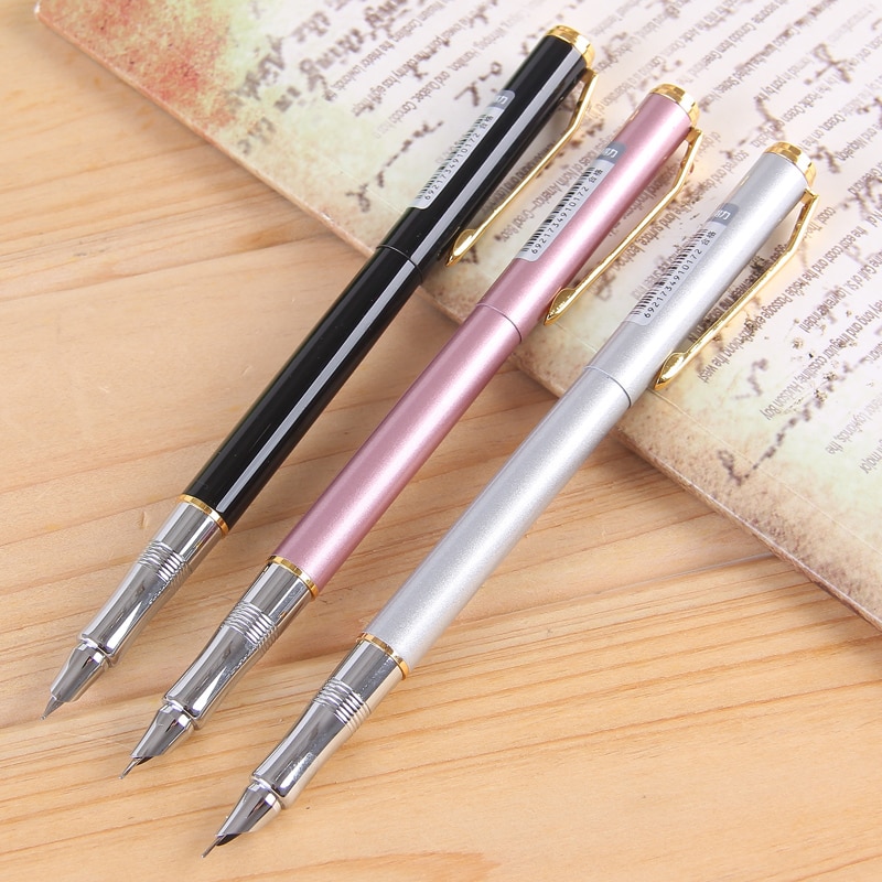 1pc Deli Metal Fountain Pen School Office Supplies Student Stationery Business Writing Ink Pens