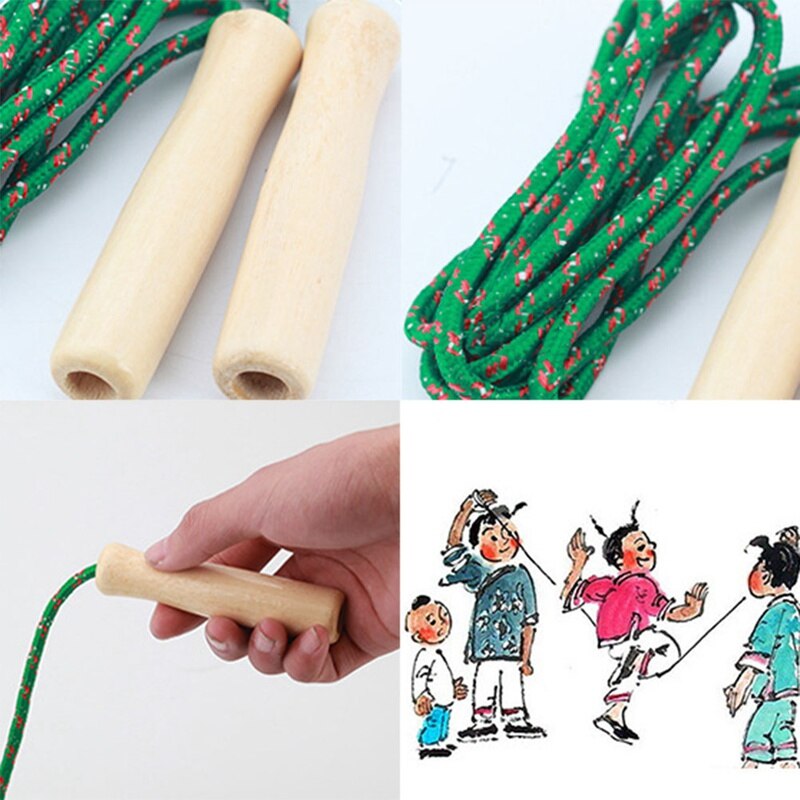 Corda para exercício crossfit, equipamento esportivo fitness com cabo de madeira para treino