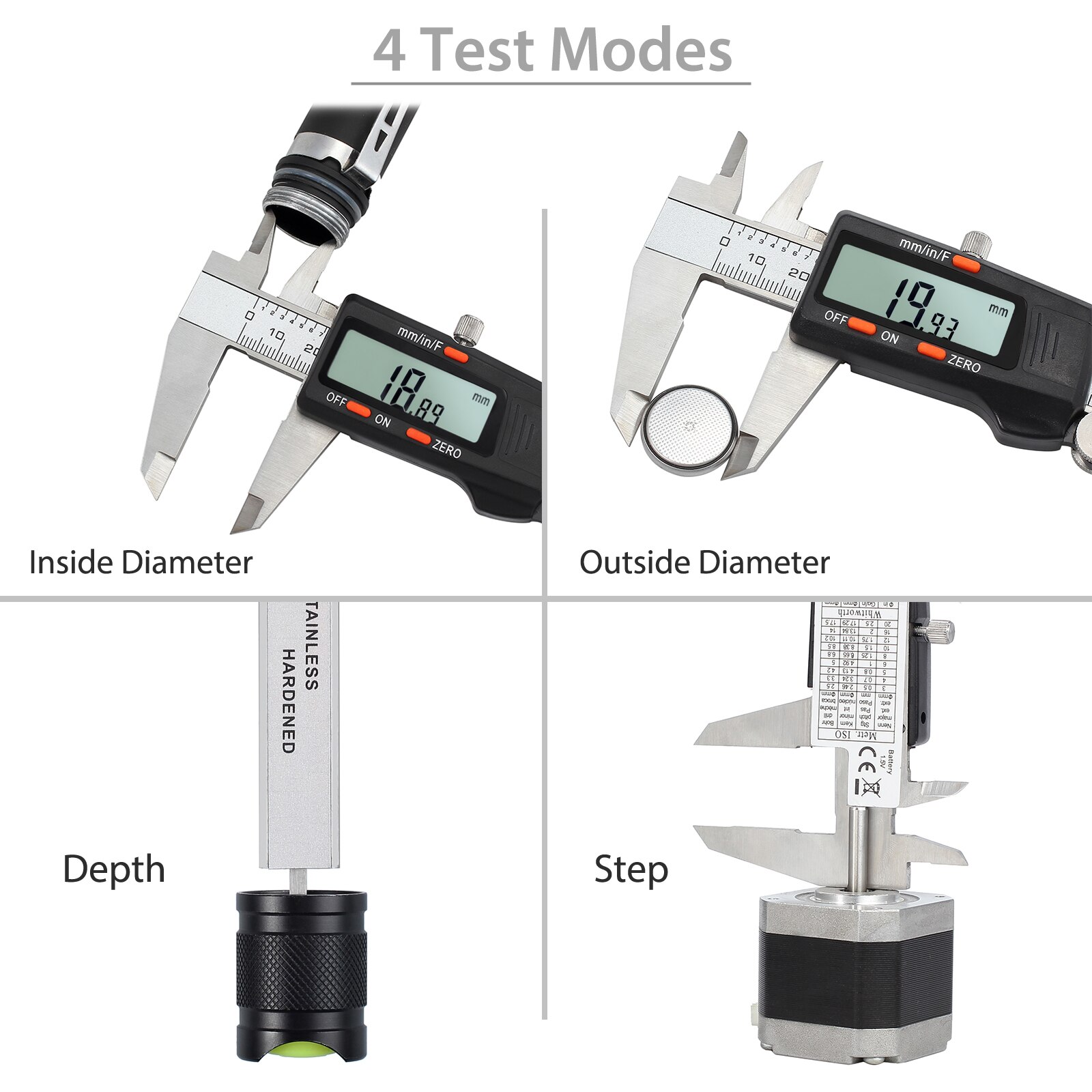 Neoteck Digital Vernier Caliper Feeler Gauge 150mm/6Inch Stainless Steel Electronic Caliper Fractions/Inch/Metric Measuring Tool