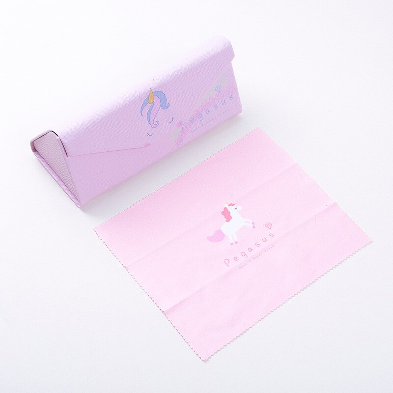 Novedad en fundas bonitas de gafas de unicornio de para gafas, caja de gafas de sol plegable de , bolsa, Protector de gafas triangular portátil
