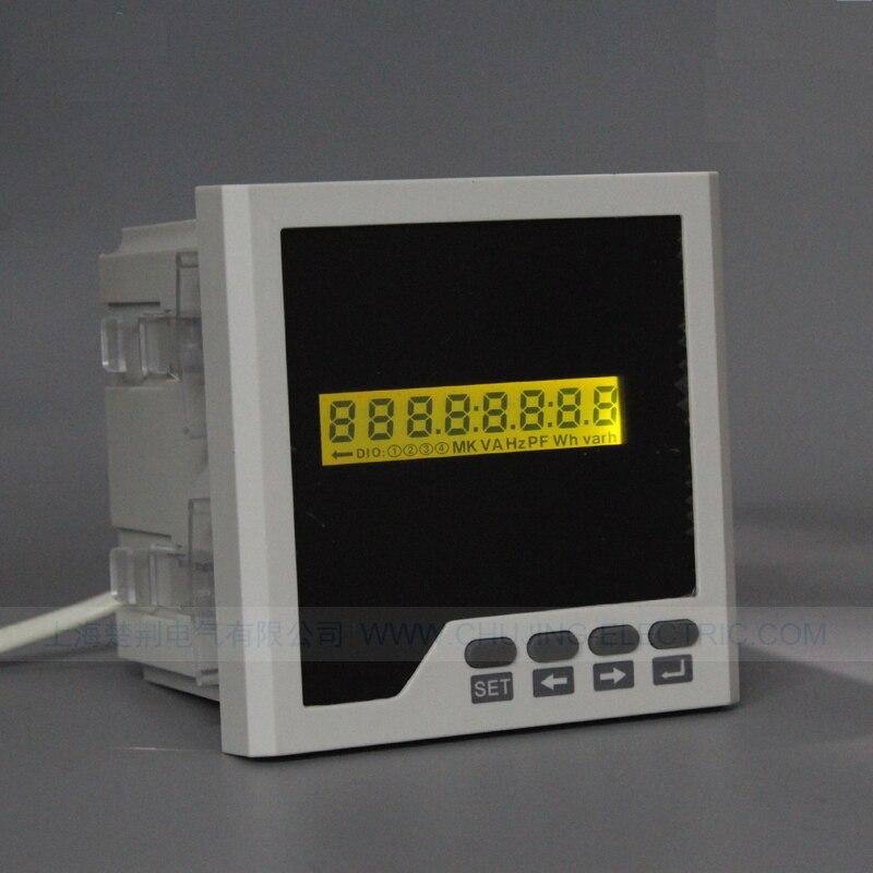 Single phase Multi-function power Meter LCD AC 0-450V A V Hz W KWH PF cos panel meter with 2 relay alarm output and RS485