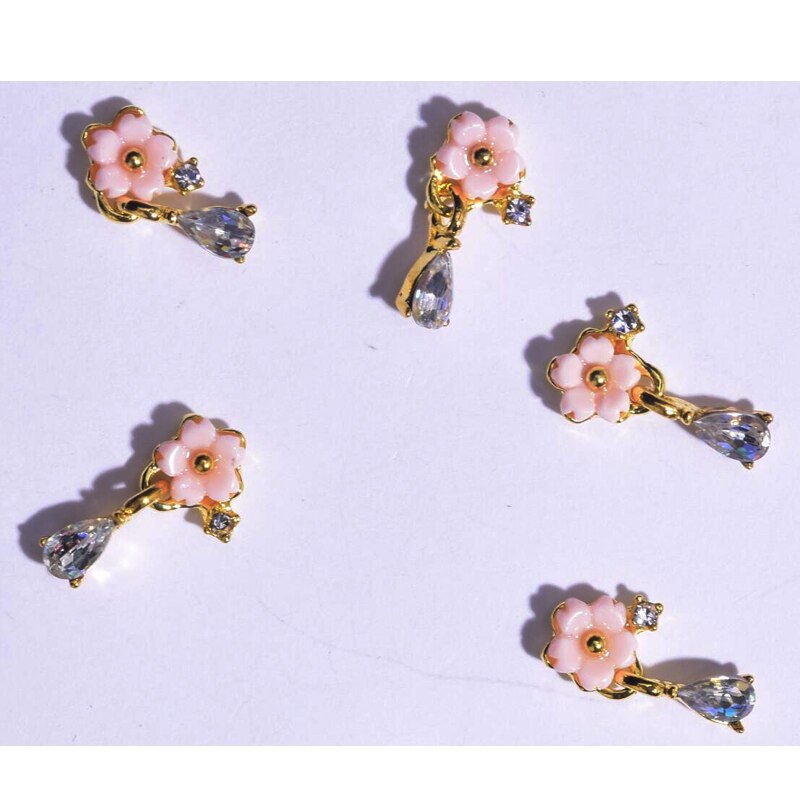 10-16mm 10pcs Zircon Nail Charms Pierced Fingernail Jewelry 14 Styles of Charms Pearl L-Long Reusable nail nail charms