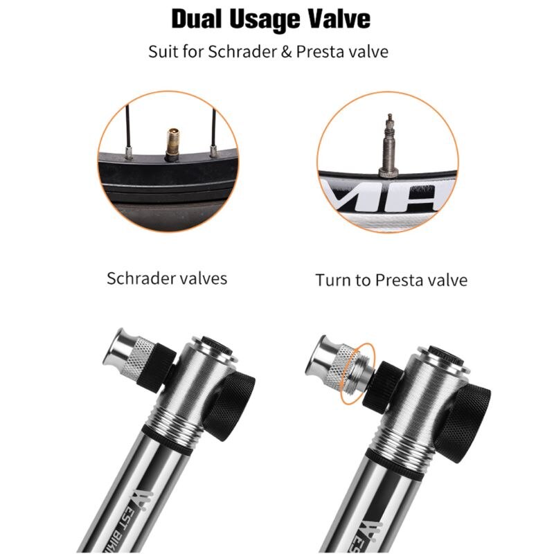 Aluminum High Pressure Bicycle Pump Bidirectional Inflatable Portable Mini Pumps