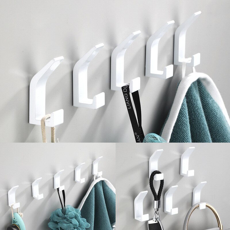 Gancho Doble para ropa de baño, perchero para bata de dormitorio, accesorios de cocina para sala de estar, color blanco y negro, sin perforación