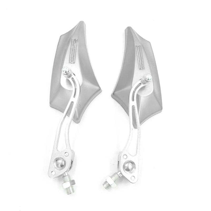 2x Gemodificeerde Spiegels Motorfiets Scooters Achteruitkijkspiegel Side Achteruitkijkspiegels Links Rechts 8Mm 10Mm: Silver