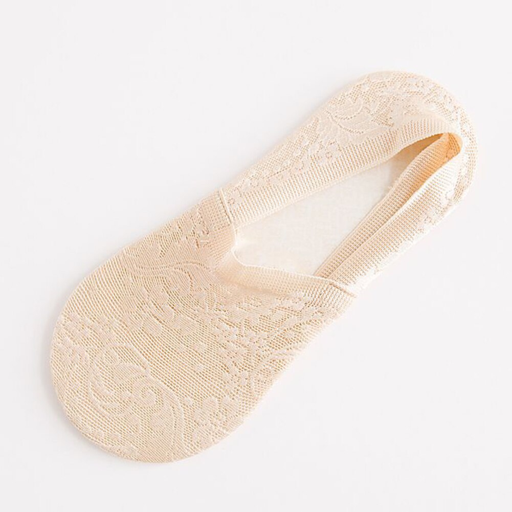 Invisible Boat Socks Womens Lace Non-Slip Invisible Low Cut Socks Toe Ankle Sock Dark Nude Nude Summer Lady Acc: nude