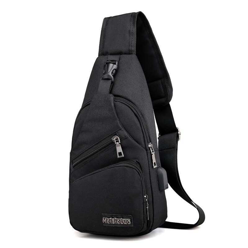 Male Shoulder Bags USB Charging Crossbody Bags Multifunctional Canvas Theft Chest Bags Short Trip Messengers Bag