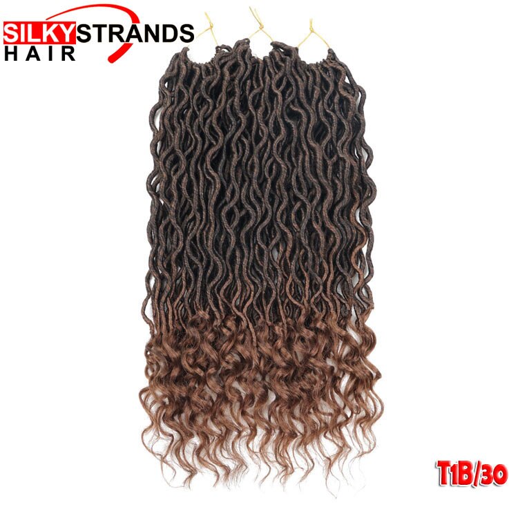 Curly Goddess Faux Locs Crochet Hair Extensions Crochet Braids Synthetic Ombre Braiding Hair Bulk Bohemian Silky Strands: T1B/30
