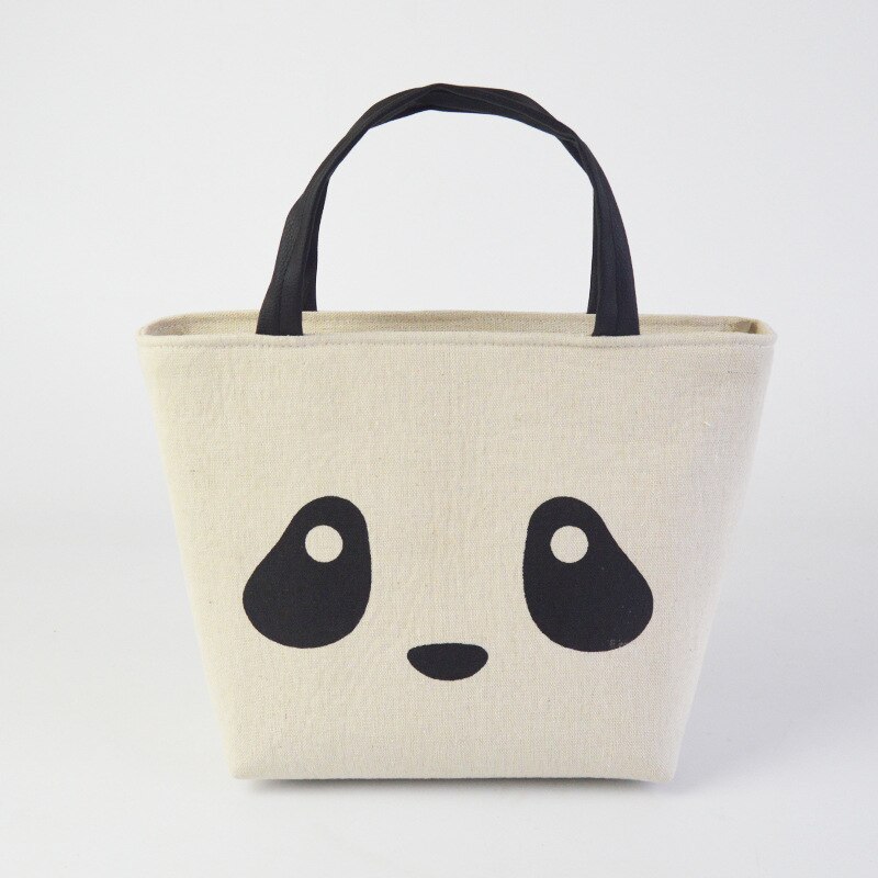 Katoen Hennep Verdikte Aluminiumfolie Draagbare Isolatie Lunch Tas Student Lunchbox Tas: Panda